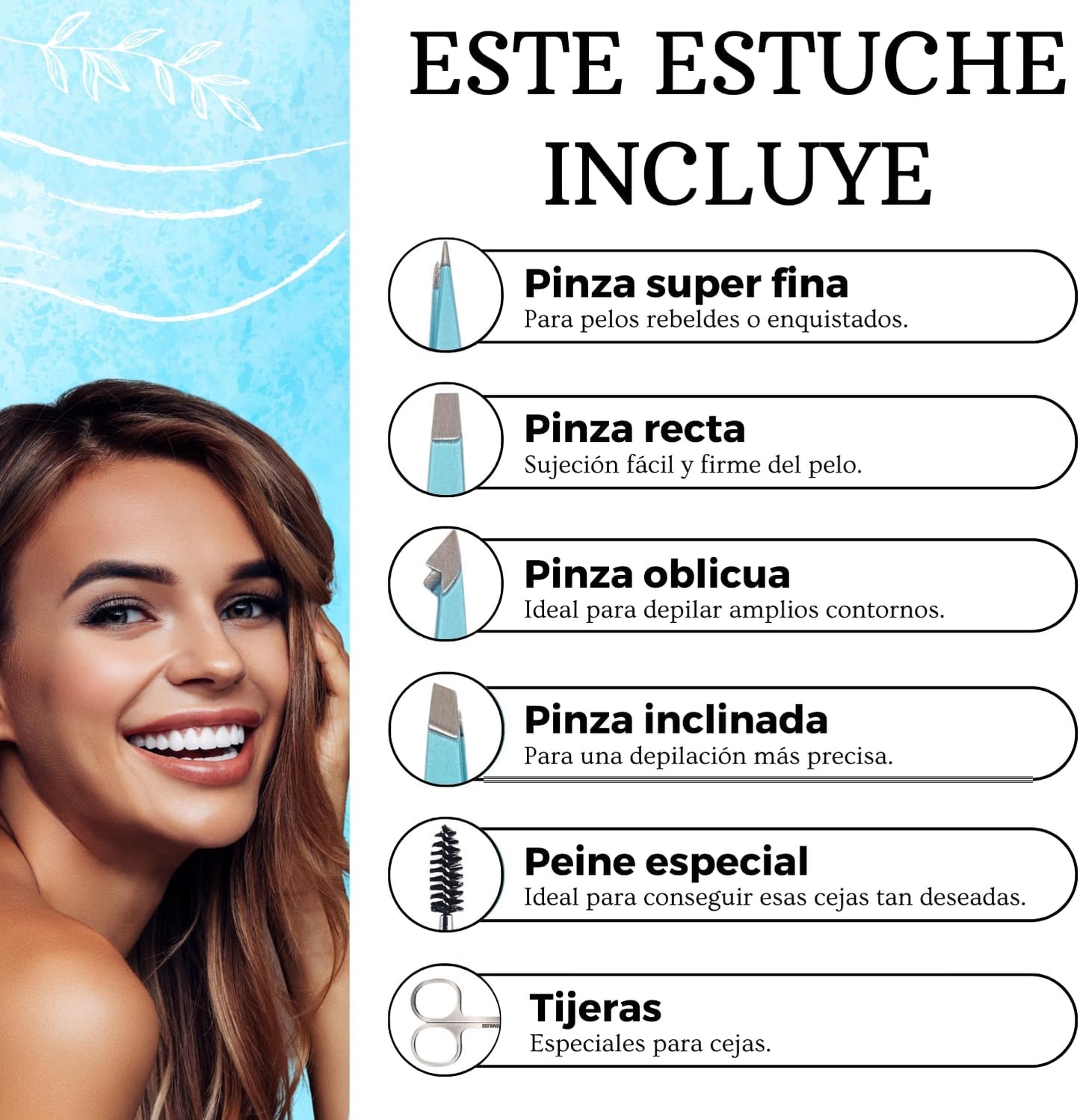 KS LUX - SET PINZAS DE DEPILAR + ESPEJO