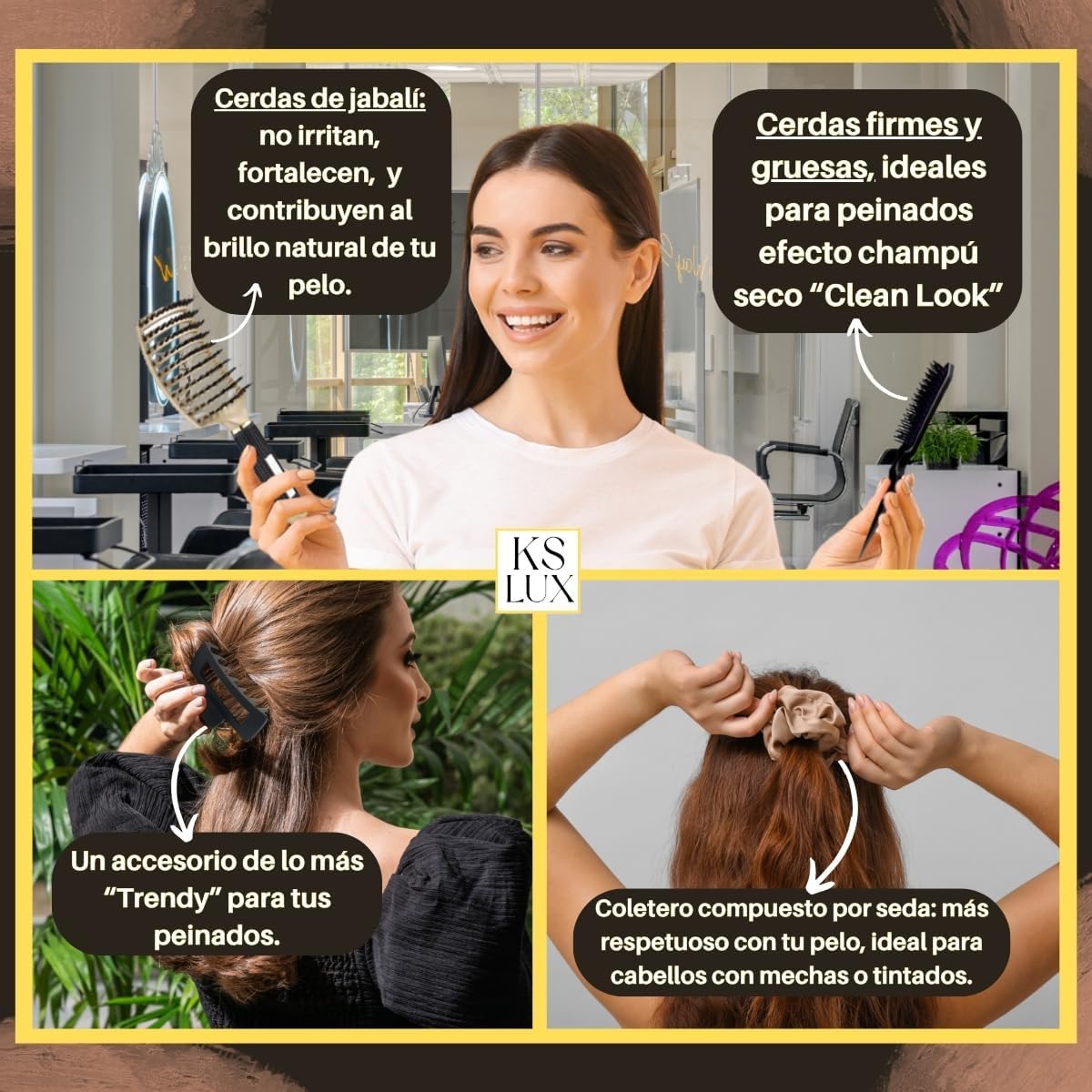 KS LUX - SET CEPILLO DE CERDAS DE JABALÍ