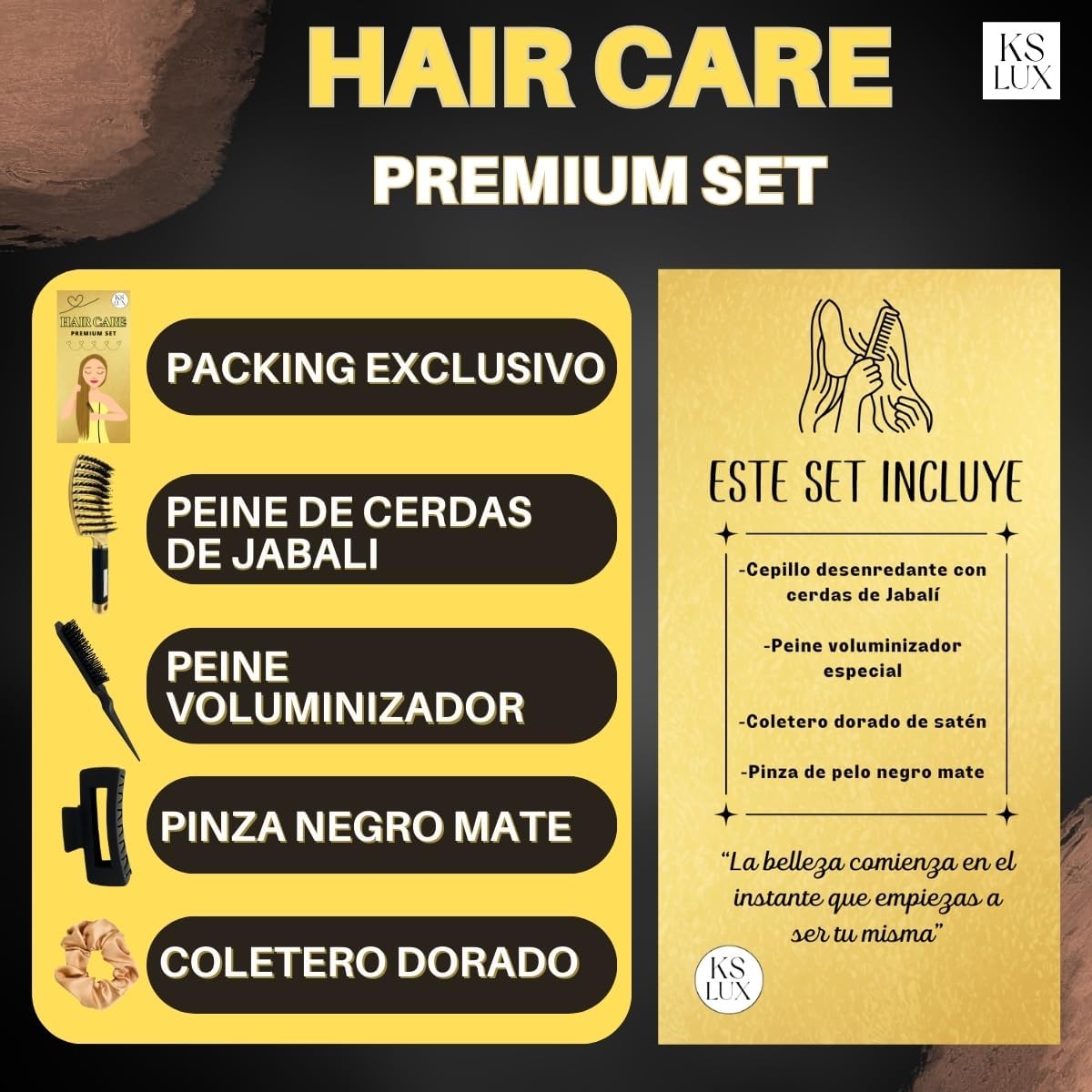 KS LUX - SET CEPILLO DE CERDAS DE JABALÍ